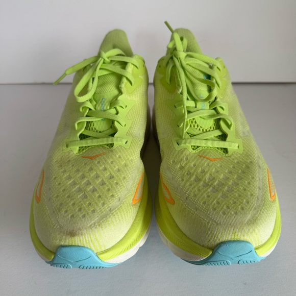 HOKA Women’s CLIFTON 9 Size 12B Neon Green Highlighter Lettuce Solar Flare - Picture 2 of 13